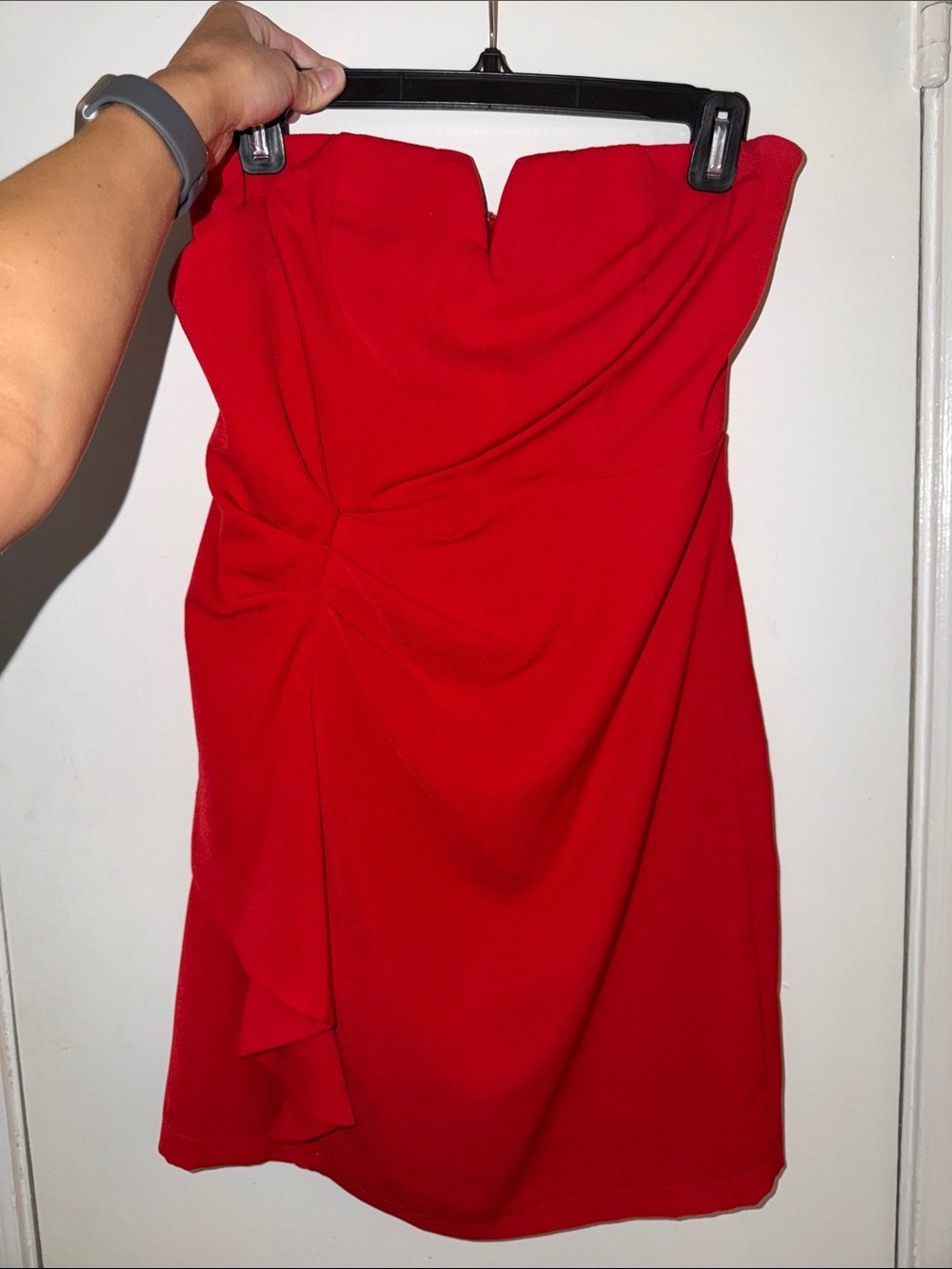 DO+BE Red Strapless Cocktail Dress with Drape Detail